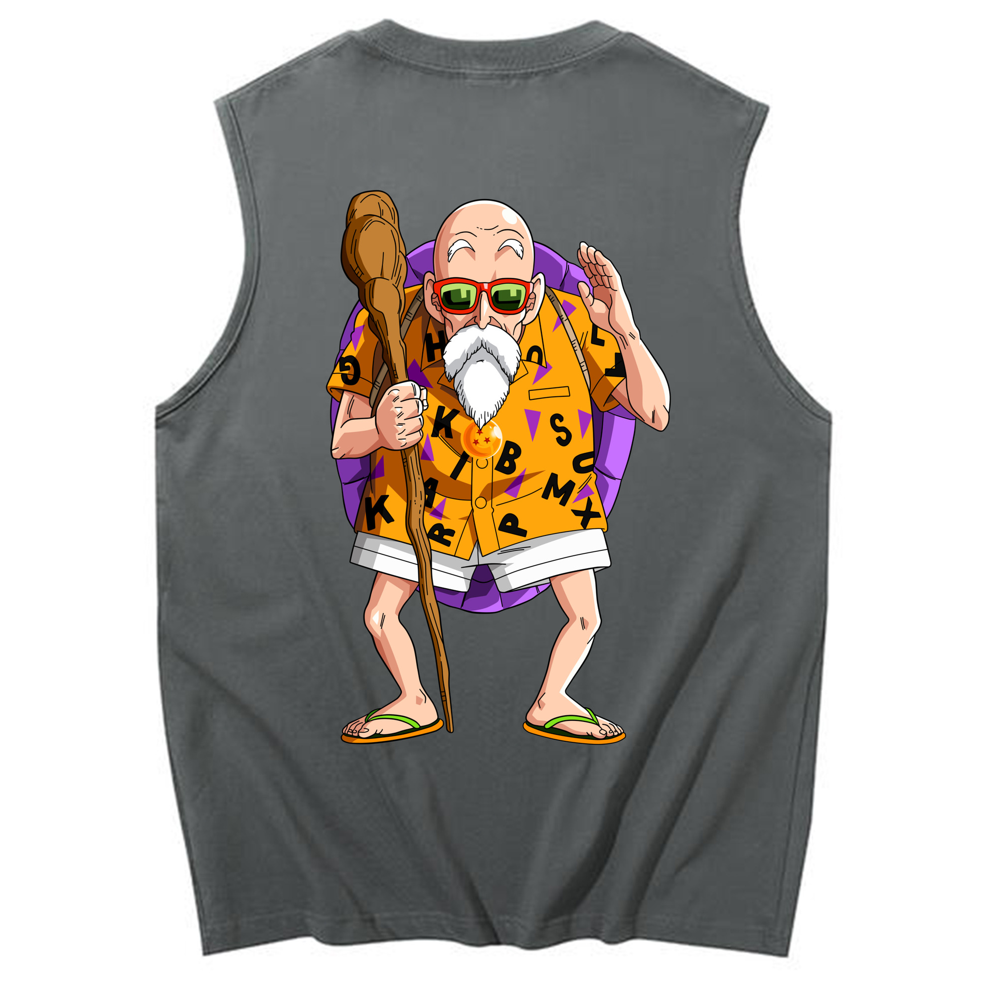 （画像用） ドラゴンボール 亀仙人（かめせんにん） DRAGON BALL Master Roshi Kame Sennin コットン100％タンクトップ（背面プリント）